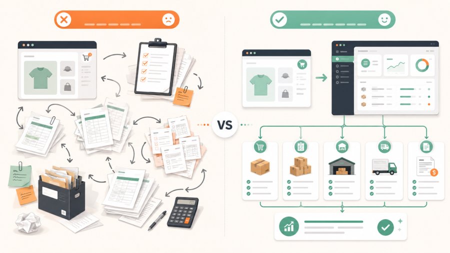 Orders and shipping updates syncing between online store and ERP